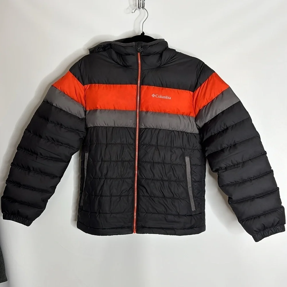 Columbia Kids Down Puffer Jacket - Black/Orange Large (14/16)